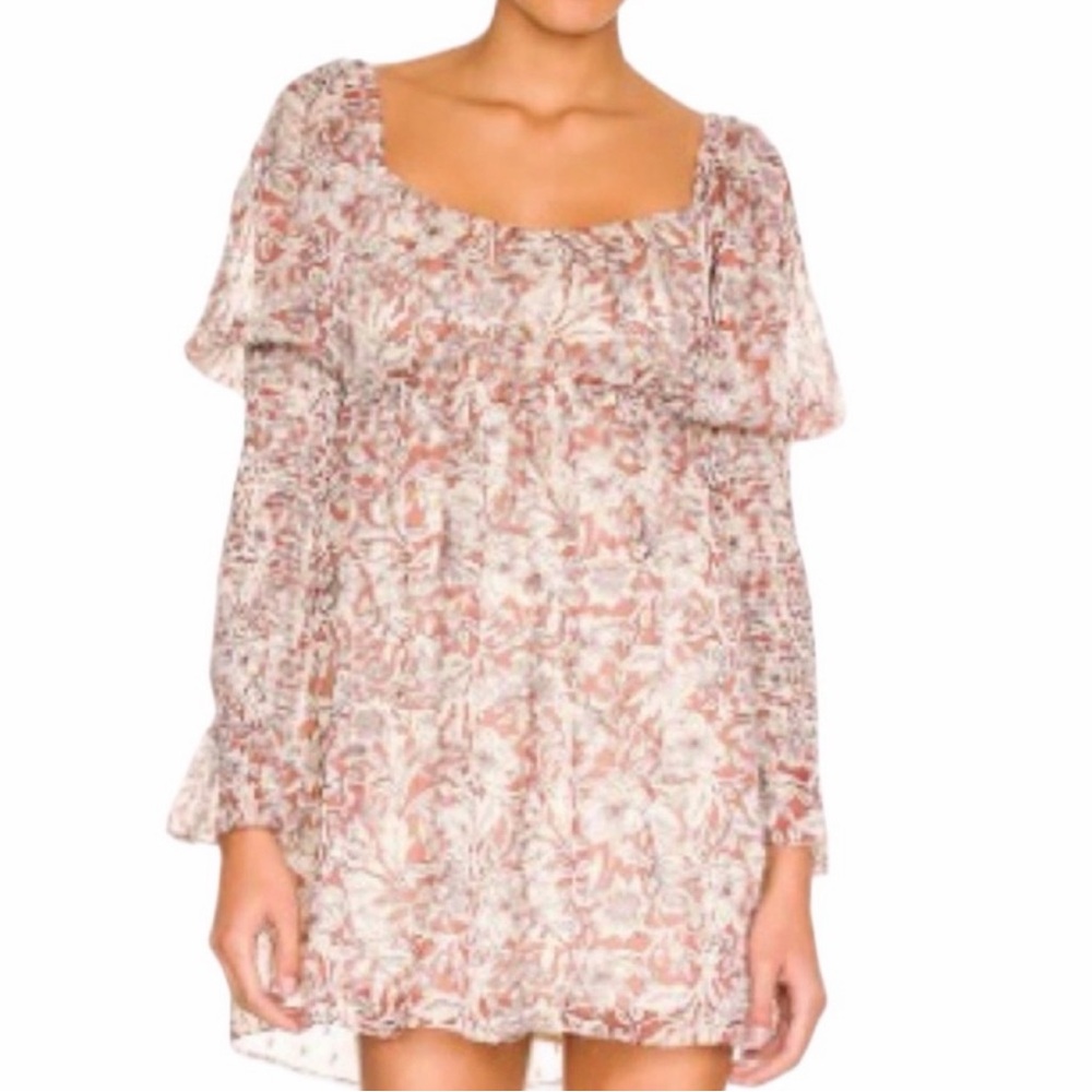 REVOLVE X House Od Harlow 1960 Brock Mini Dress In Brown and Ivory Floral